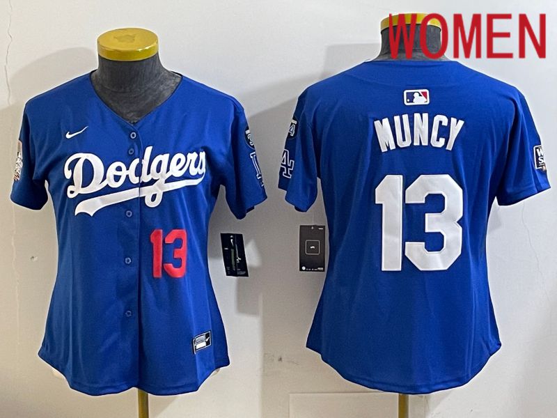 Women Los Angeles Dodgers #13 Muncy Blue Game 2024 Nike MLB Jersey style 11216